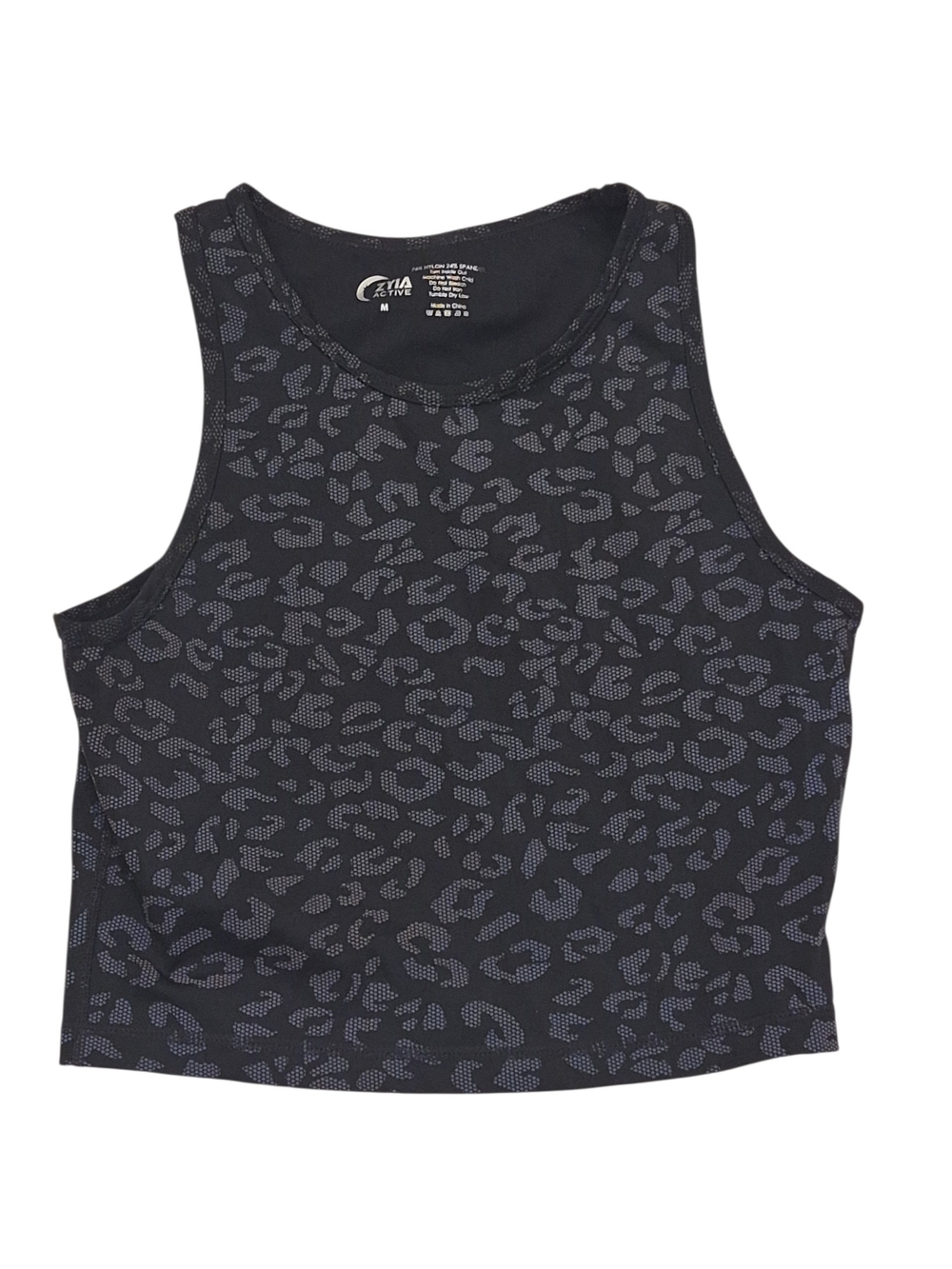 Zella Black Leopard-Print Crop Top Nwot